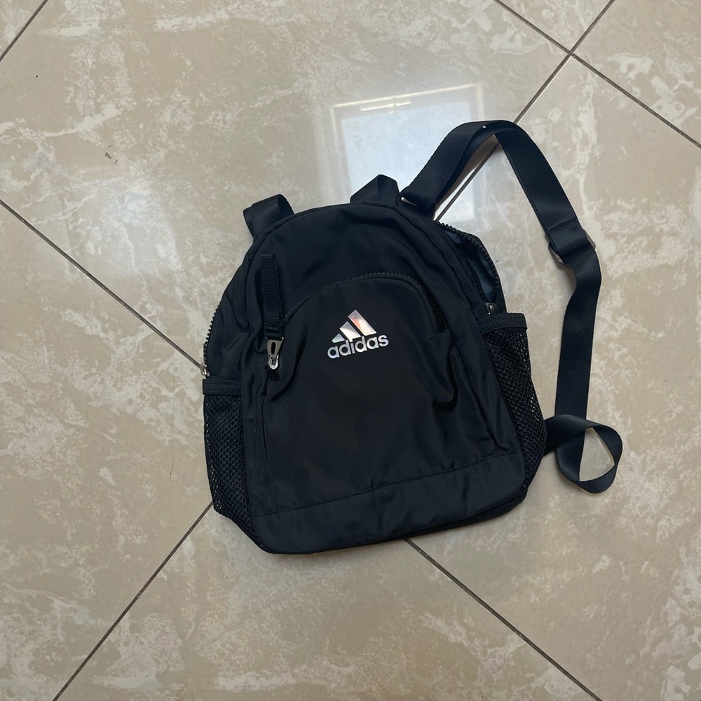 adidas Black Mini Backpack with White Logo